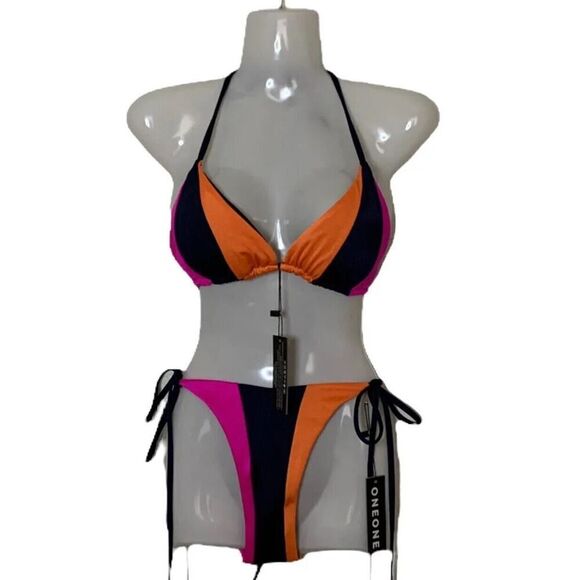 OneOne Swimwear Womens Colorful Lightly Padded Bikini Top ONLY US XL NWT - Picture 1 of 5
